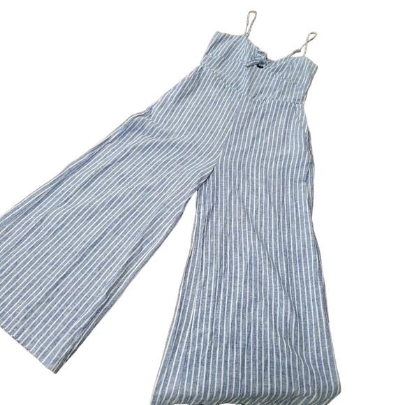 Gianni Bini Blue and White Striped Jumpsuit - Picture 1 of 10